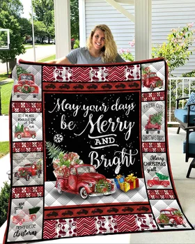 

SOFTBATFY Christmas Red Car Movie Quilt Blanket for Bed Soft Dropshipping