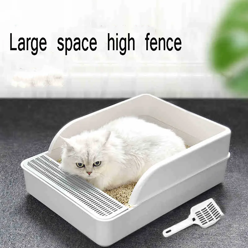 Large Semi Enclosed Cat Litter Box Toilet Deodorant Anti Sand For