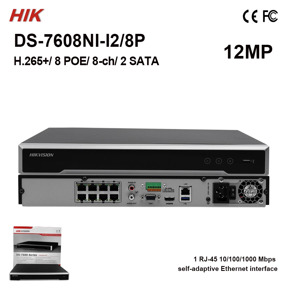 DS-7608NI-I2/8 P Hik 8ch 4K NVR w/8POE 12MP разрешение H.265 2SA TA сигнализация CCTV NVR CCTV рекордер Черная пятница