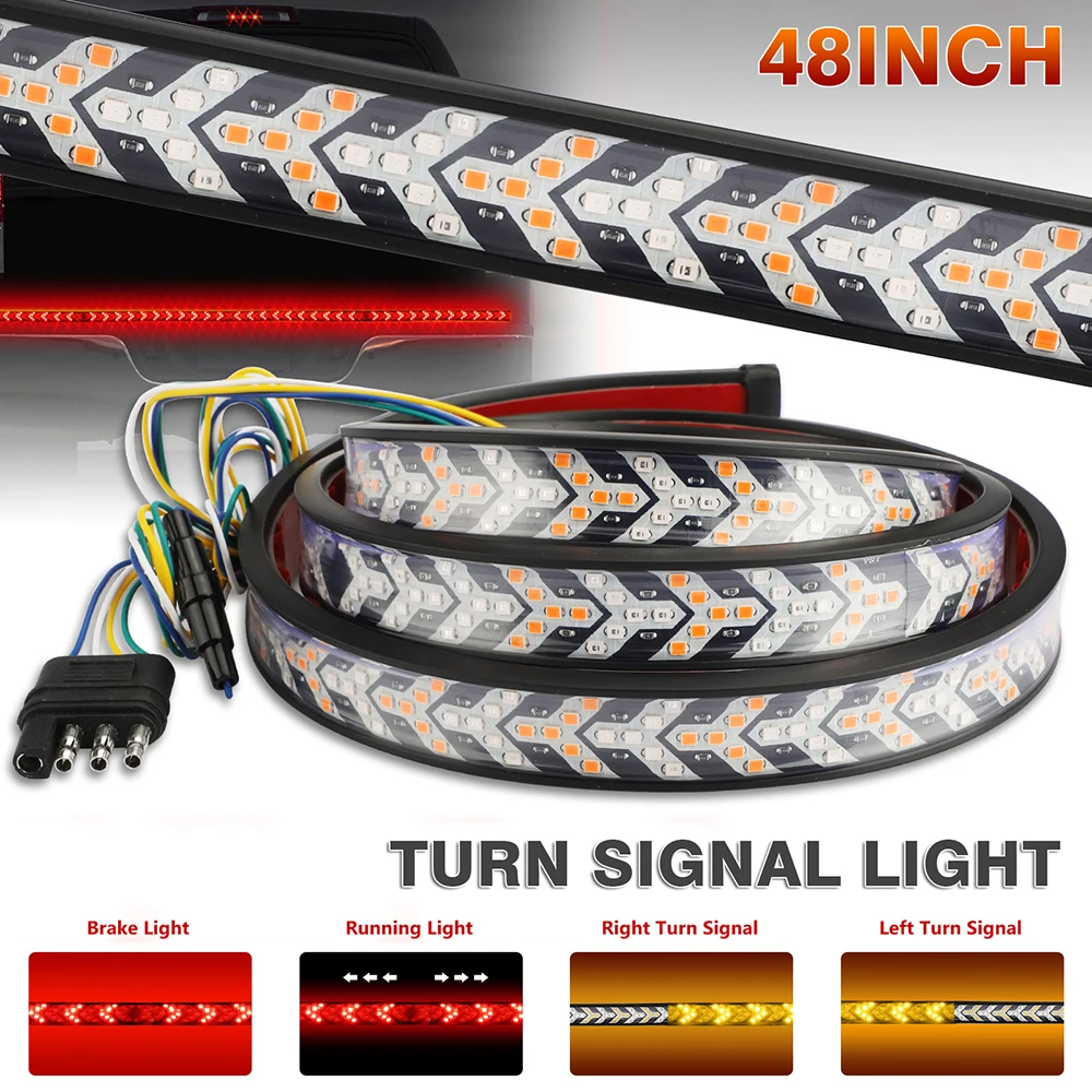 Mayitr 1pc 48" IP67 Waterproof Tailgate Led Strip Light Bar Red/Yellow