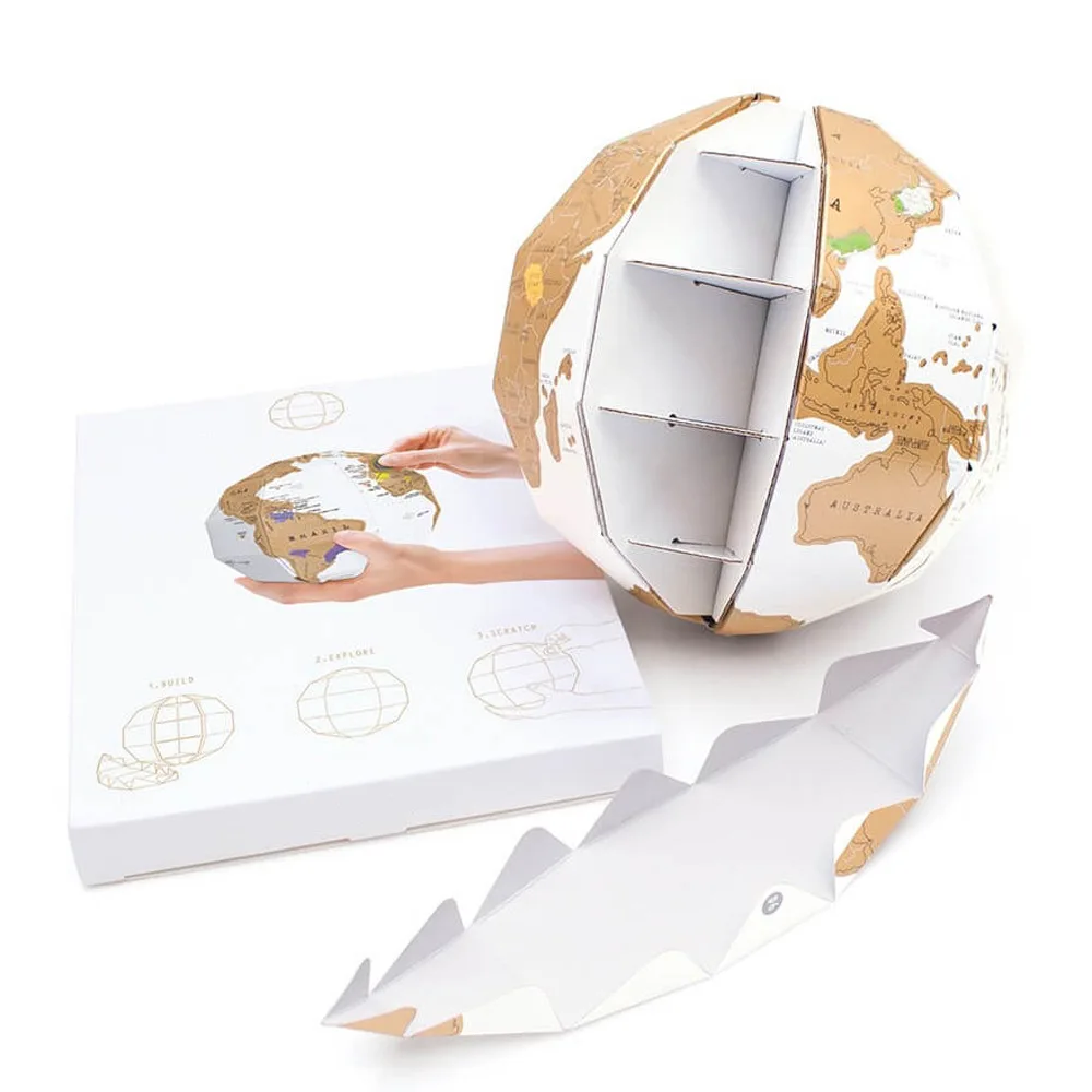  DIY Scratch Globe 3D Stereo Assembly Globe World Map Travel Kid Child Toy Gift Geography Teaching A - 4000479717393