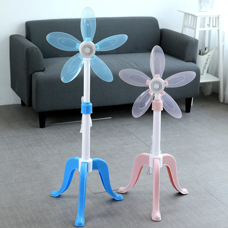 

Floor-type Retractable Electric Fan Small Vertical Type Tripod Floor Fan Household Five Leaves a Generation of Fat