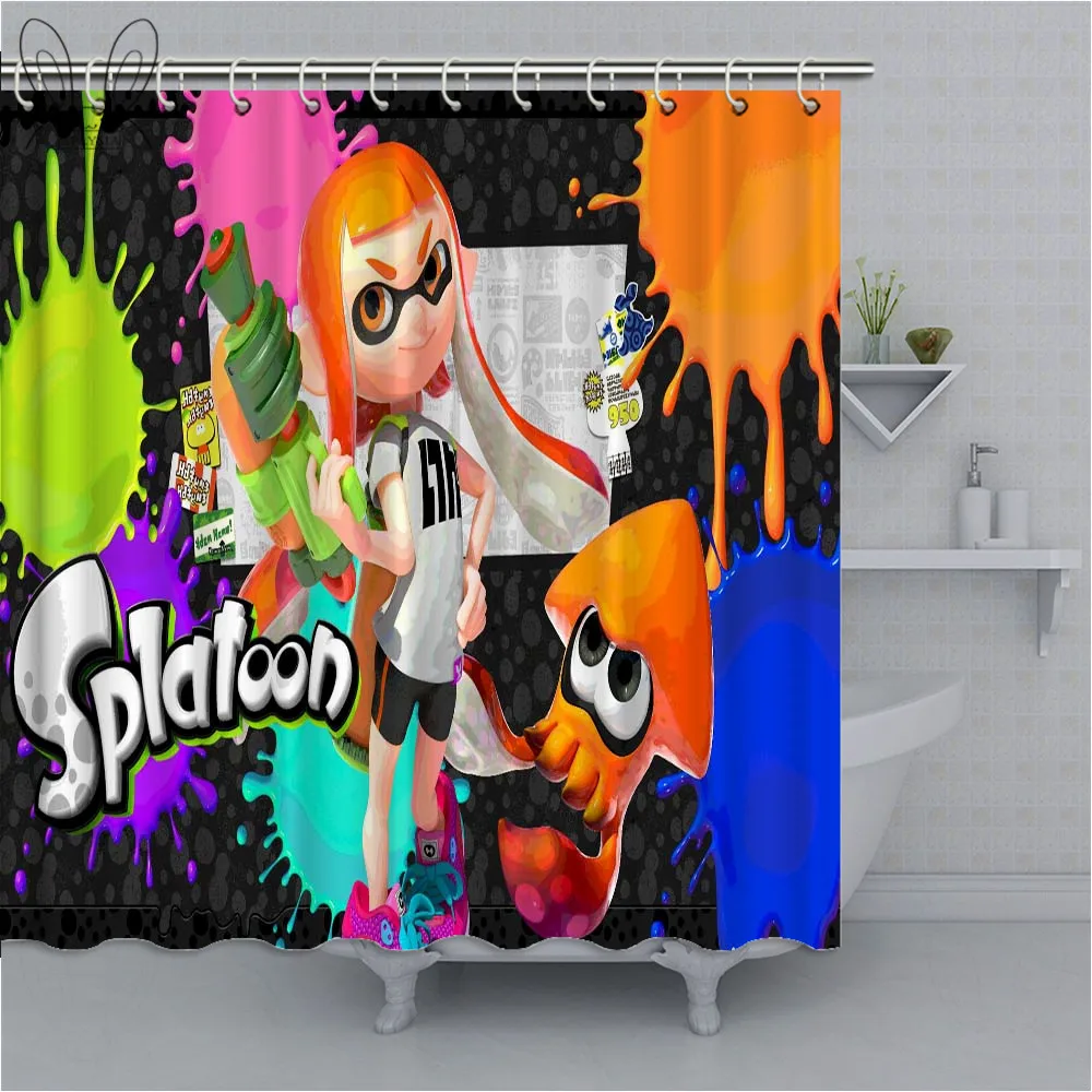 Цветная занавеска для душа aplyasia Splatoon 3D Водонепроницаемая полиэфирная ткань занавеска для душа s для декора ванной комнаты