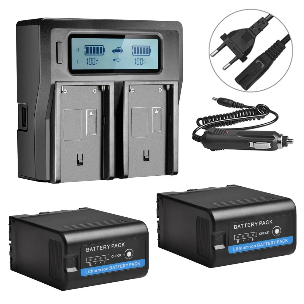 2-Pack Bp-U60 5200Mah Batteria Bp U60 + Caricabatterie Rapido Lcd Per Sony Bp-U30 Bp-U90 Pmw-100 Pmw-150 Pmw-200 Pmw-300 Pmw-Ex1 Pmw-F3