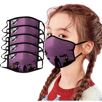 

5PCS Kids children Halloween Mouth Masks Anti-dust Face Mask Washable Reusable Protect Face Mask Dust-proof Smog Mouth Cover