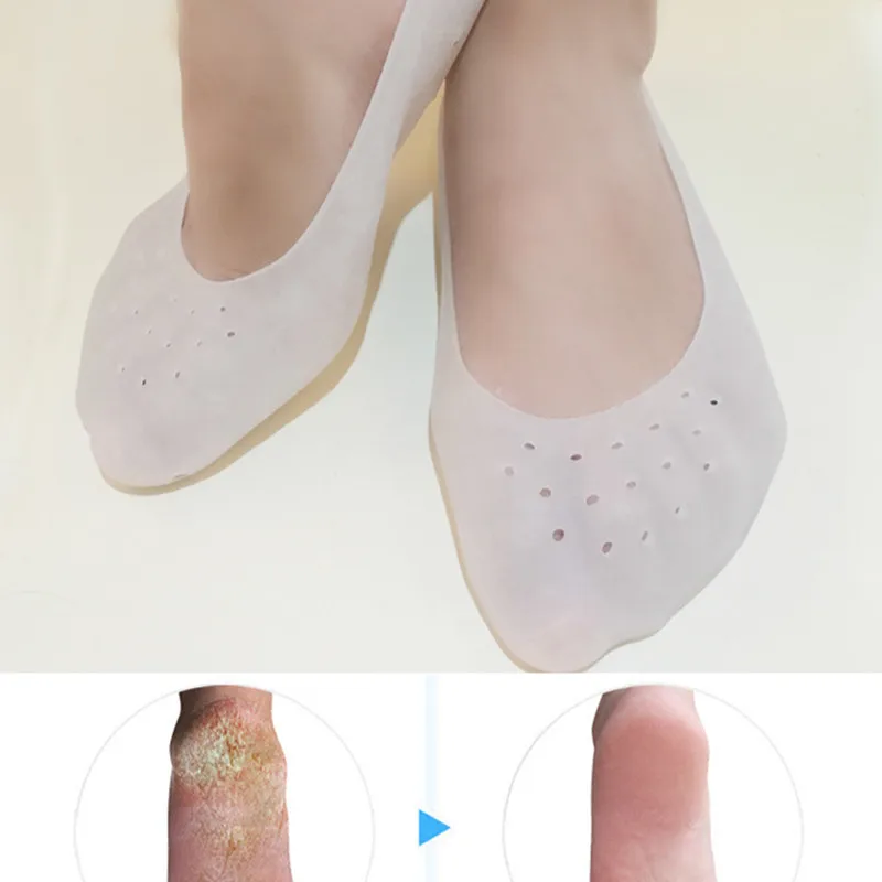 

1Pair Gel Sock Silicone Foot Care Tool Feet Protector Pain Relief Crack Prevention Moisturize Dead Skin Removal Sock With Hole