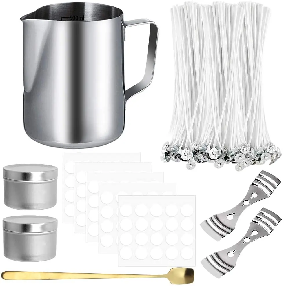 Wicks Holder Candle Mould,Wax Pitcher RUNMIND Candle Making Kit DIY Candles Craft Tools Full Beginners Set Including Wicks ,Candle Wicks Stick 4in 