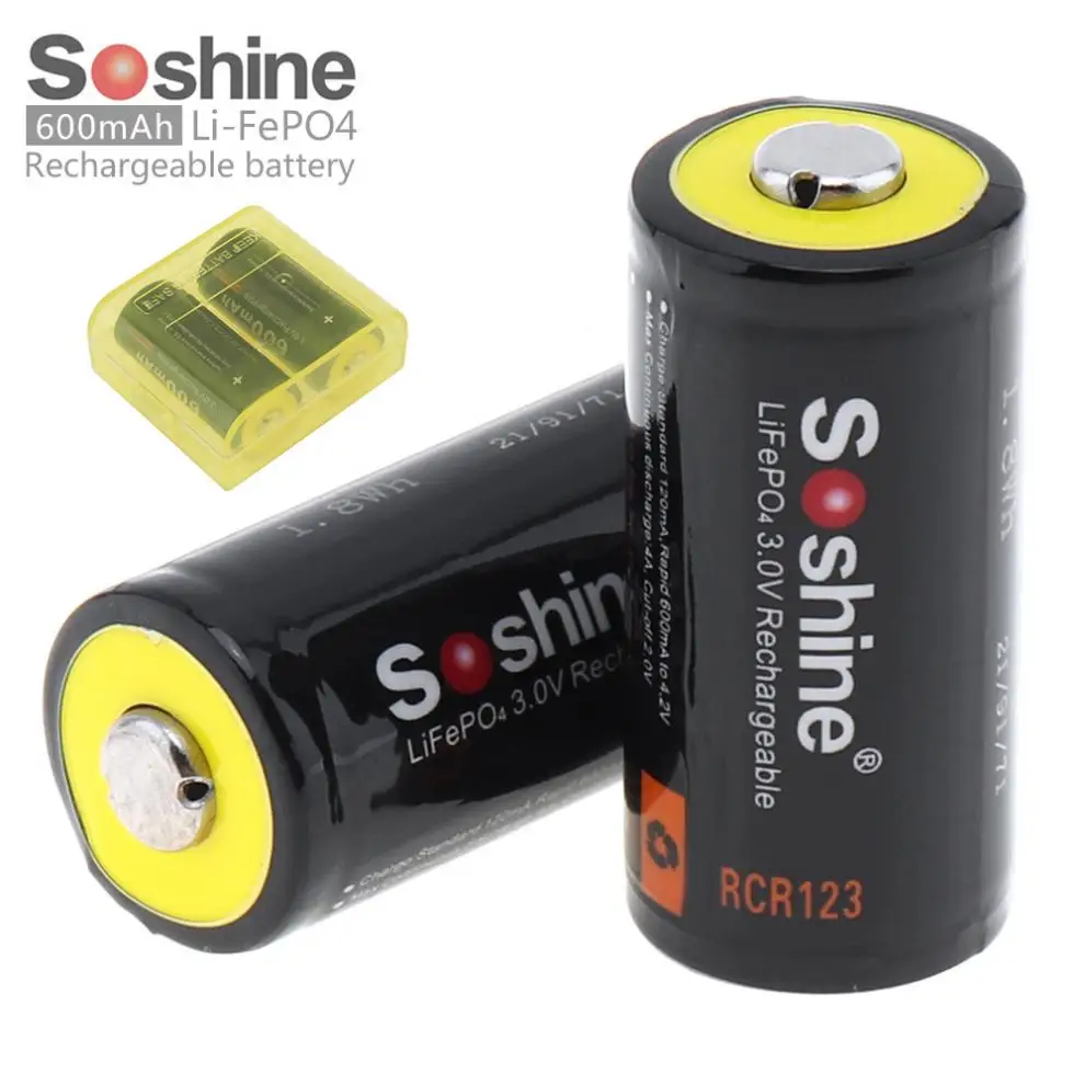 Светодиодный фонарик Soshine 3 в 2 шт. аккумулятор 16340 мАч RCR123 LiFePO4 с защитной печатной