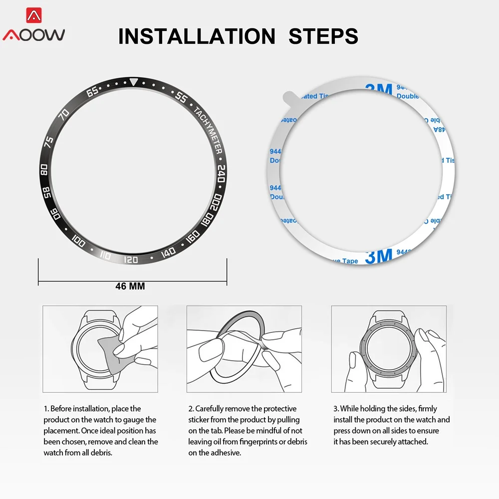 Ободок кольцо для huawei Watch GT/Active 46 мм ободок кольцо клейкая крышка против царапин металлические Смарт часы Роскошные носимые аксессуары