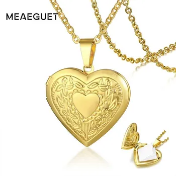 

Womens Girls Heart Photo Locket Initial Pendant Necklace in Golden Stainless Steel Heart Locket for Girl with 20 inch