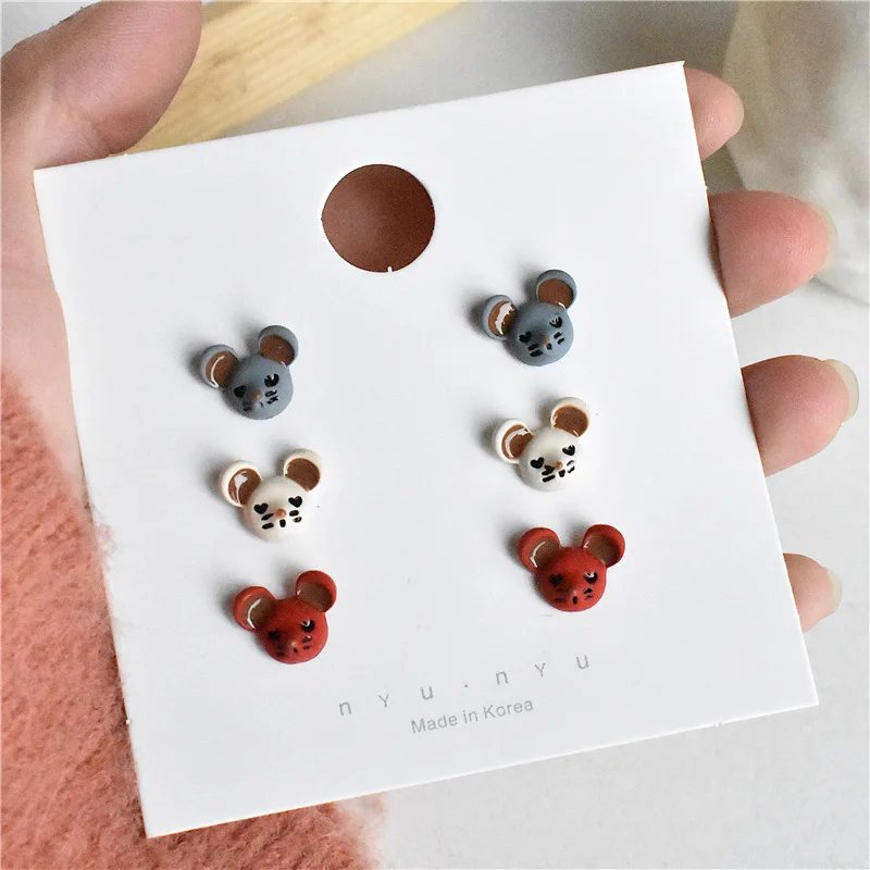 

Lovely Earrings Cute Style Mouse Cartoon Fashion Stud Earrings For Women Girls Kids Birthday New Year Pendientes Jewelry