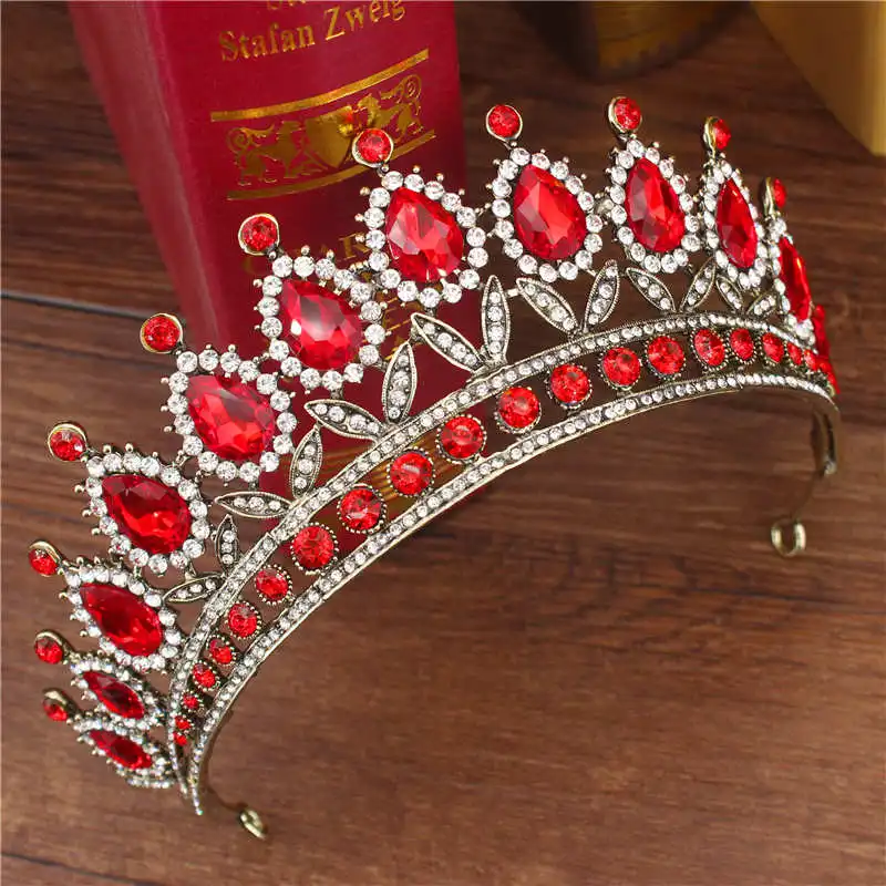 Crystal Pink Queen Princess Tiaras and Crowns Bridal Headband Women Girls Prom Party Diadem Wedding Hair Jewelry Accessories 