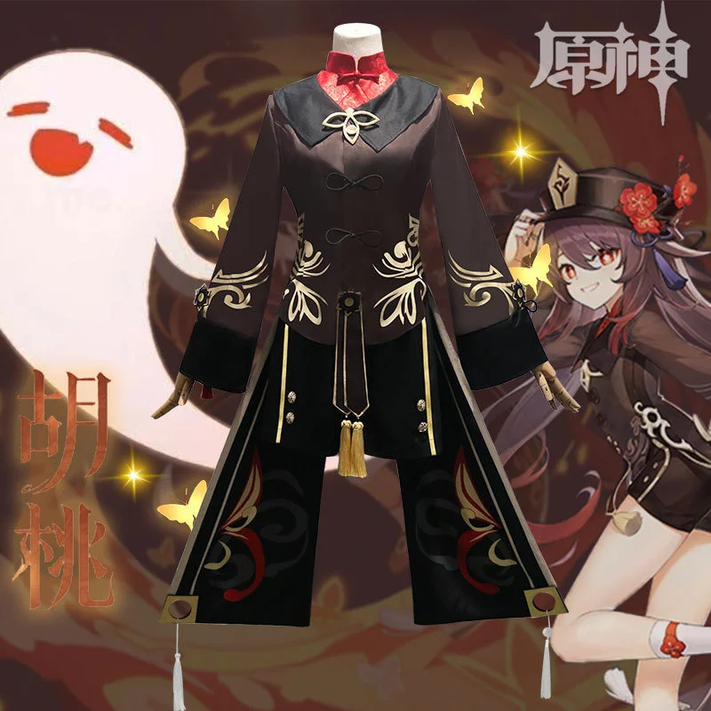 

Аниме игра Genshin Impact Hu Tao Униформа платье Великолепная Одежда Косплей Костюм Хэллоуин Женская Бесплатная доставка 2021