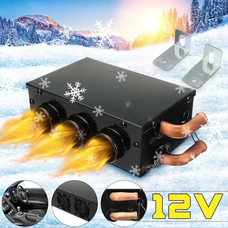Car Heating 12V 600W 3 Holes Heater Portable Automatic Warmer Low Noise Vehicle Window Glass Defroster Demister