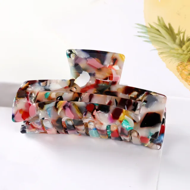 Bilandi 2021 New Hair Claw Large Geometric Hollow Square Tortoiseshell Leopard Acetate Hair Clip For Women Hair Accessories NO.24-8.3 cm