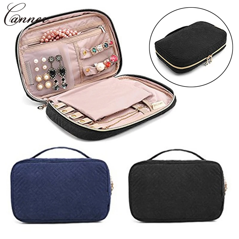 

Portable Travel Jewellery Box Zipper Jewelry Organizer Necklace Bracelet Earrings Ring Jewelry Display Case Packaging Bag Q40