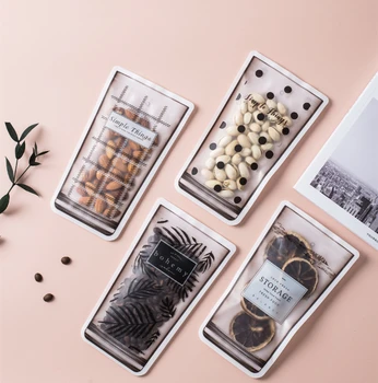 

4pcs/lot Reusable Seal Food Freezer Bag Vacuum Sealer Fruit Meat Cake Nuts Storage Bags Food Freezer Storage Container