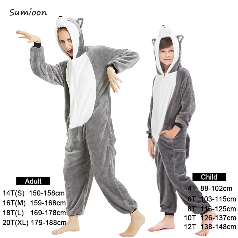 Кигуруми Единорог пижамы животных Onesie для женщин взрослых девочек мальчиков пижамы дети мультфильм собака Ститч пижама костюм зимние комбинезоны