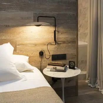 

Nordic Minimalism Iron and Black Wall Lamp Bedroom Bedside LED Suspension Vanity Lighting Corridor Balcony Art Wall Sconce Lamp