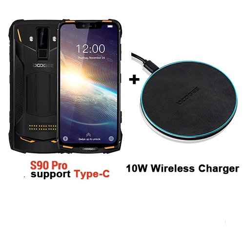 Orange Wireless Char DOOGEE S90 Pro IP69K MIL-STD, водонепроницаемый, 6 ГБ, 128 ГБ, Восьмиядерный процессор Helio P70, экран 6,18 дюйма, 16 Мп+ 8 Мп, Wi-Fi зарядка, Android 9,0, NFC телефон - Цвет: Orange Wireless Char