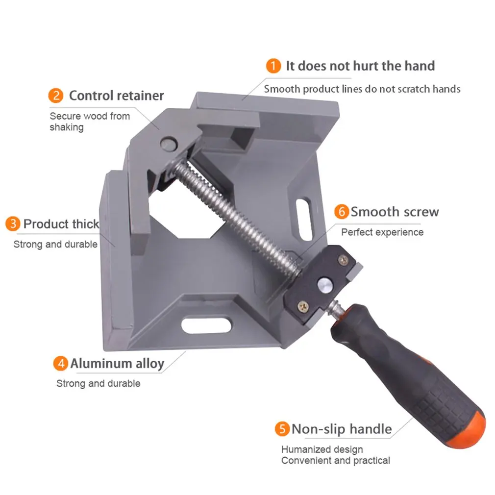 Single Handle 90 Degree Aluminum Alloy Right Angle Clip Woodworking Angle Clip Fish Tank Photo Frame Clip Tool