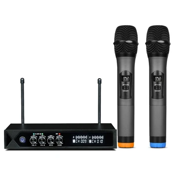 

Wireless Microphone System Karaoke Dual Handheld Microphone for Computer Speaker Studio Party Microphone