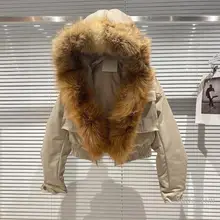 Real Fur Coat Women 2021 Winter Clothing New Hodded Detachable Rabbit Fur Liner Short Jacket Femme Motorcycle Overcoats