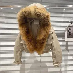 Casaco de pele real das mulheres 2021 roupas inverno novo hodded destacável forro de pele de coelho curto jaqueta femme motocicleta sobretudos