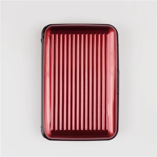 wine red PURDORED, 1 шт., Одноцветный алюминиевый держатель для карт, мужской кредитный держатель для карт чехол, банковская карта, блокирующий Жесткий Чехол, кошелек - Цвет: wine red