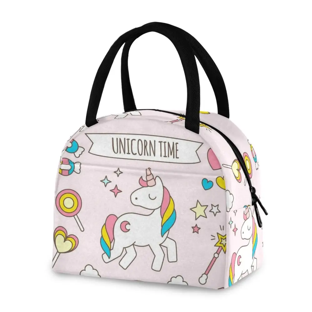 Mejores Ofertas Fiambrera de unicornio de poliéster de alta calidad para mujeres y niños, bolsa de almuerzo portátil, aislante de aluminio, nueva nlKDMAYoZ