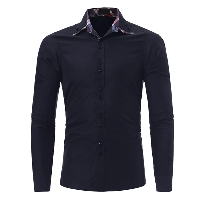 Мужская Повседневная рубашка Slim Fit Мужская Повседневная рубашка на пуговицах с длинным рукавом официальные сорочки мужская одежда - Цвет: Burgundy