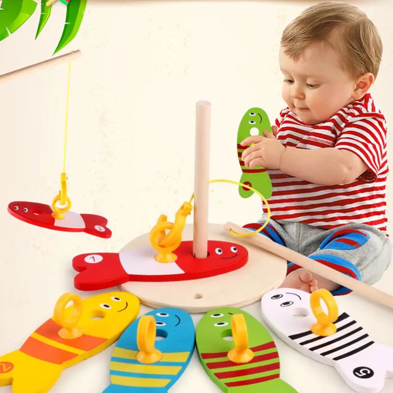 

Children Early Puzzle Wooden Toys Digital Fishing Column Game Parent-child Game
