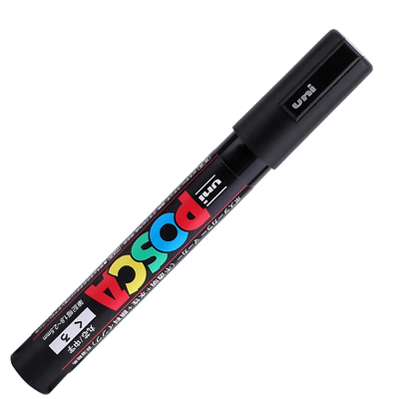 Черный 3 шт./партия Mitsubishi Uni Posca PC-5M маркер-средний Tip-1.8mm-2.5mm 17 цветов художественные маркеры офисные школьные принадлежности - Цвет: Черный
