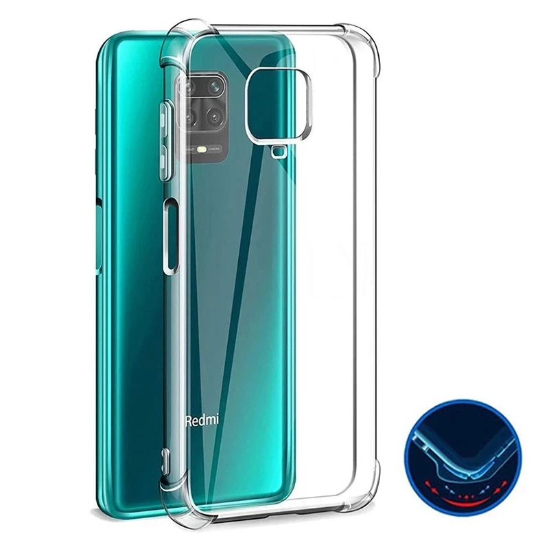 Shockproof Silicone Case For Xiaomi Redmi Note 10 9 8 7 Pro Max 9A Transparent Case For Redmi Note 8 9 Pro POCO M3 X3 MFC Cover
