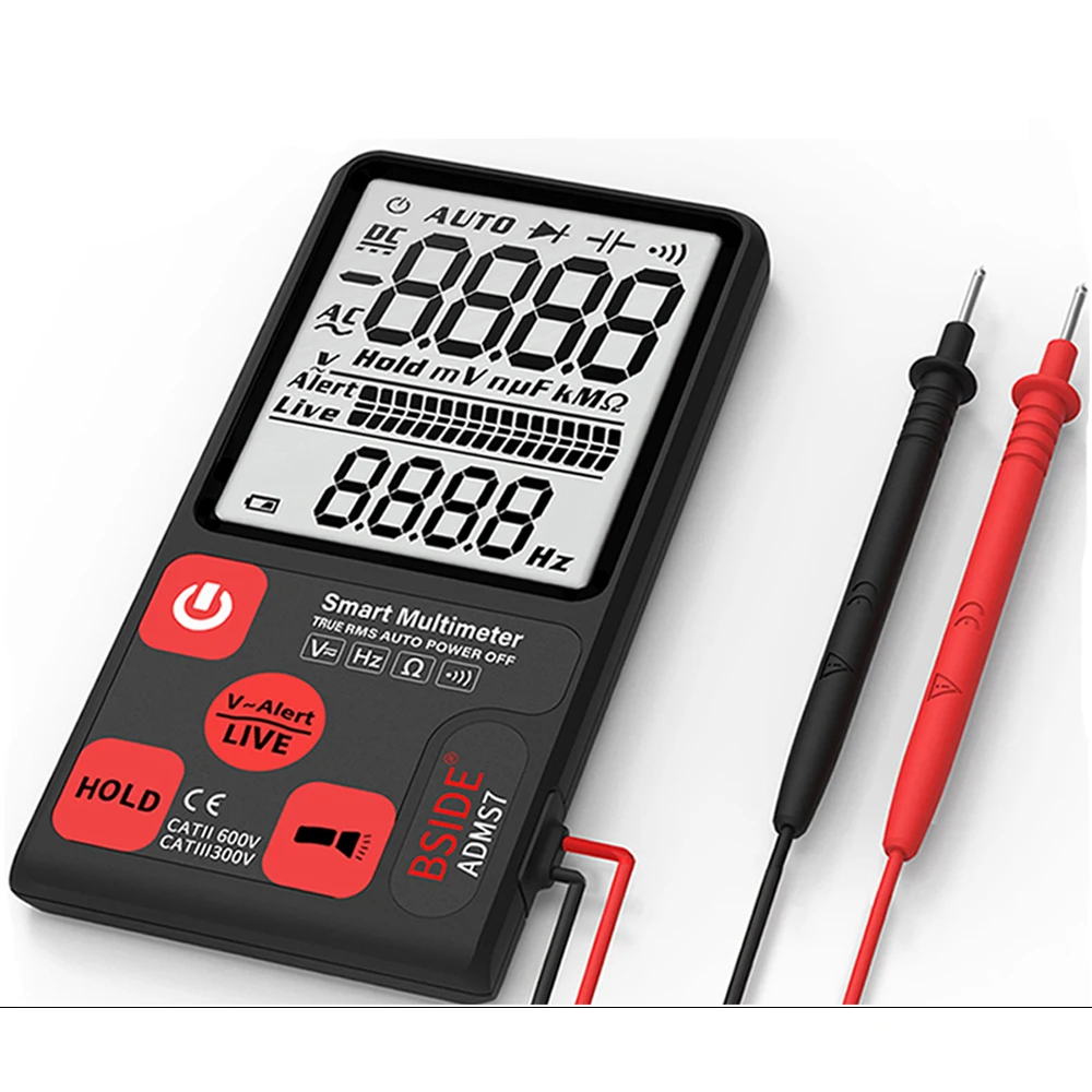 

Ultra-Portable Digital Multimeter BSIDE ADMS7 S9CL Large 3.5" LCD 3-Line Display Voltmeter DMM AC DC Voltage NCV Ohm Hz Tester