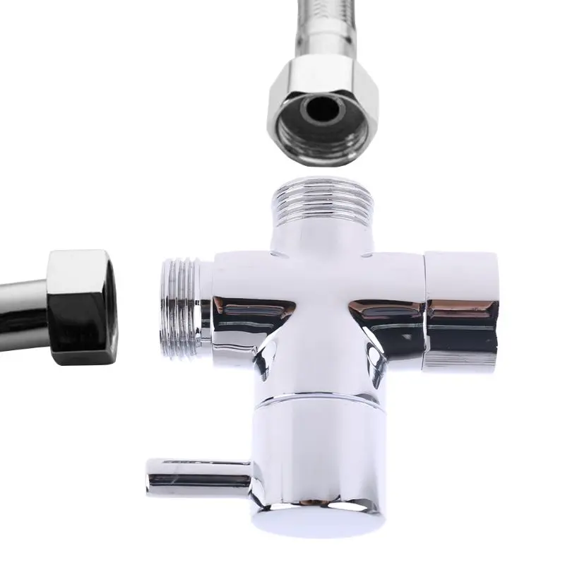 Brass G1/2" T-adapter 3 Ways Valve Shower Diverter Water Separator Bathroom Toilet Bidet Sprayer