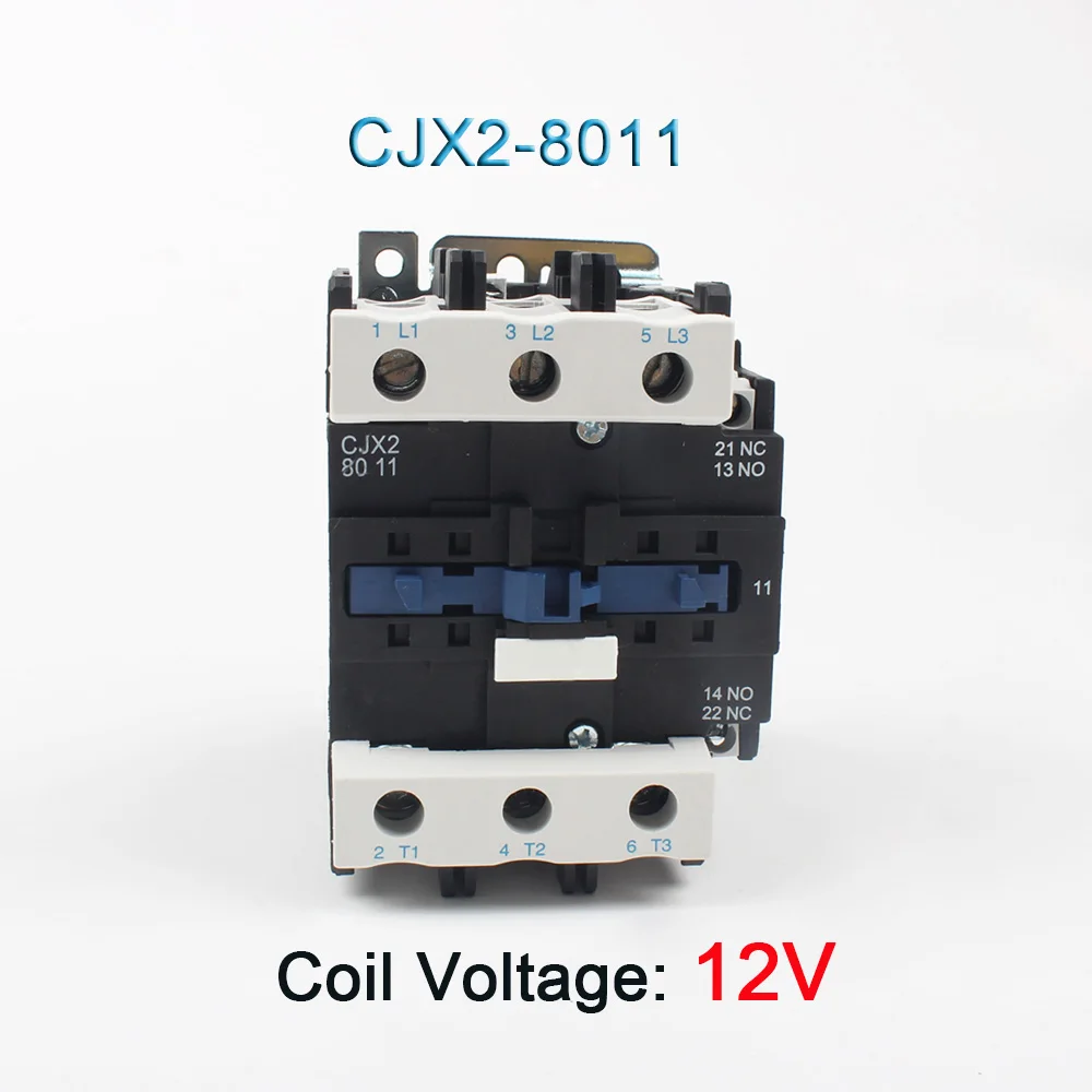 Двигатель реле стартера CJX2-40/50/65/8011 контактор переменного тока 12A Напряжение LC1-D 24V 220V 380V 12V LC1 контактор переменного тока 50/60HZ - Цвет: CJX2-8011 12V