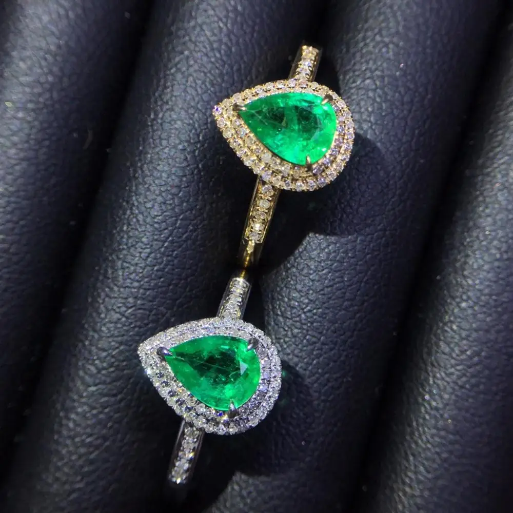 Изумрудное кольцо 0.7ct ювелирные изделия чистый 18 K золото 100% природа зеленый