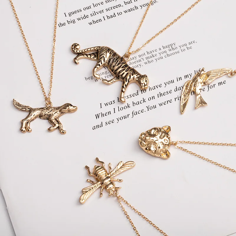 Собака Тигр Обезьяна Слон пчела птица кролик леопард ожерелье в виде животного подвески подарок с домашним любимцем металлические украшения
