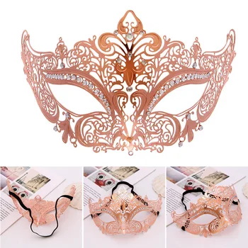 

Rhinestone Gold Plated Hollow Masks Masquerade Filigree Mask for Custume Party Club LBShipping