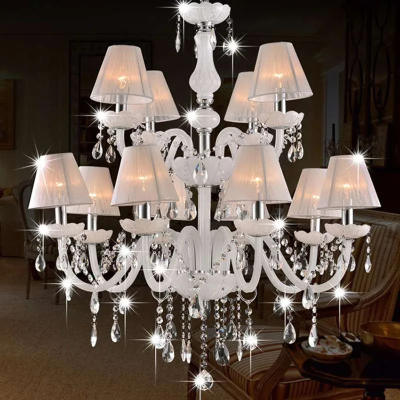 

European Style White Crystal Chandeliers Modern LED Chandeliers For Living Room lustres de sala de cristal Wedding decoration