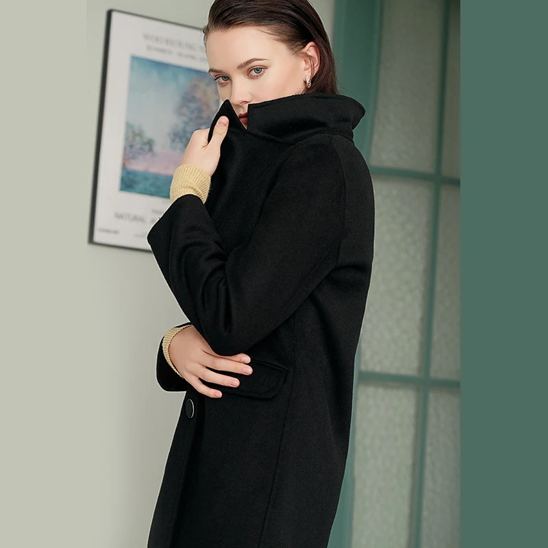 Autumn Winter Fashion Women Sweater Coats Long Sleeve Double-breasted Turn Down Neck Woolen Blazers Office Coats Z2988