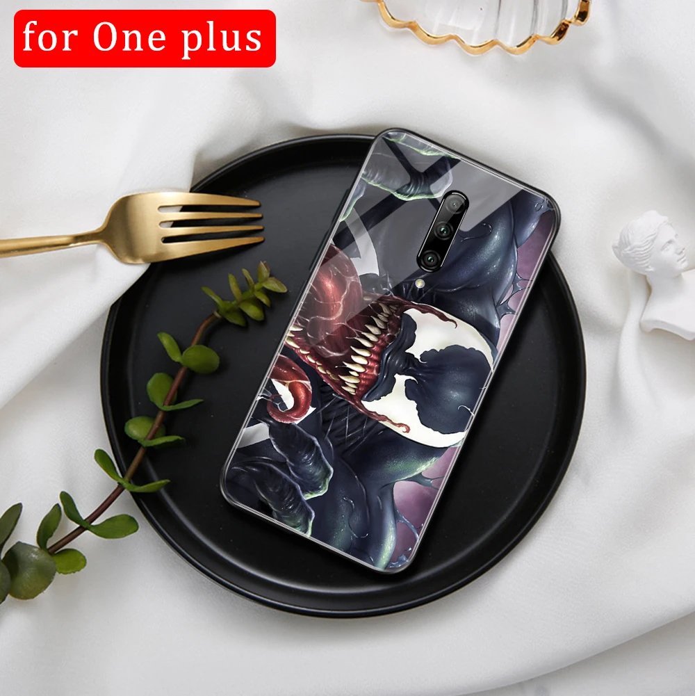for One Plus 7t Case Marvel Venom Glass For 7 pro 5 6 6t 1+5T DIY |