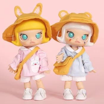 4pcs=Shirt+short pant+Hat+ bag Doll Kindergarten uniform Clothes for Ob11,obitsu 11,Molly,GSC,1/12 BJD Doll Clothing Accessories 1