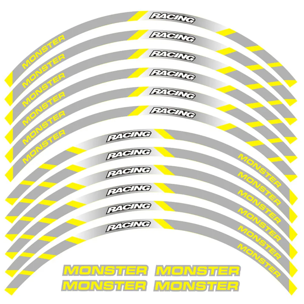 Новинка, высокое качество, 12 шт., подходит для мотоцикла, наклейка на колеса, полоса, отражающая оправа для DUCATI MONSTER 695 696 796 1100 1100S 797 821 79 - Цвет: 4