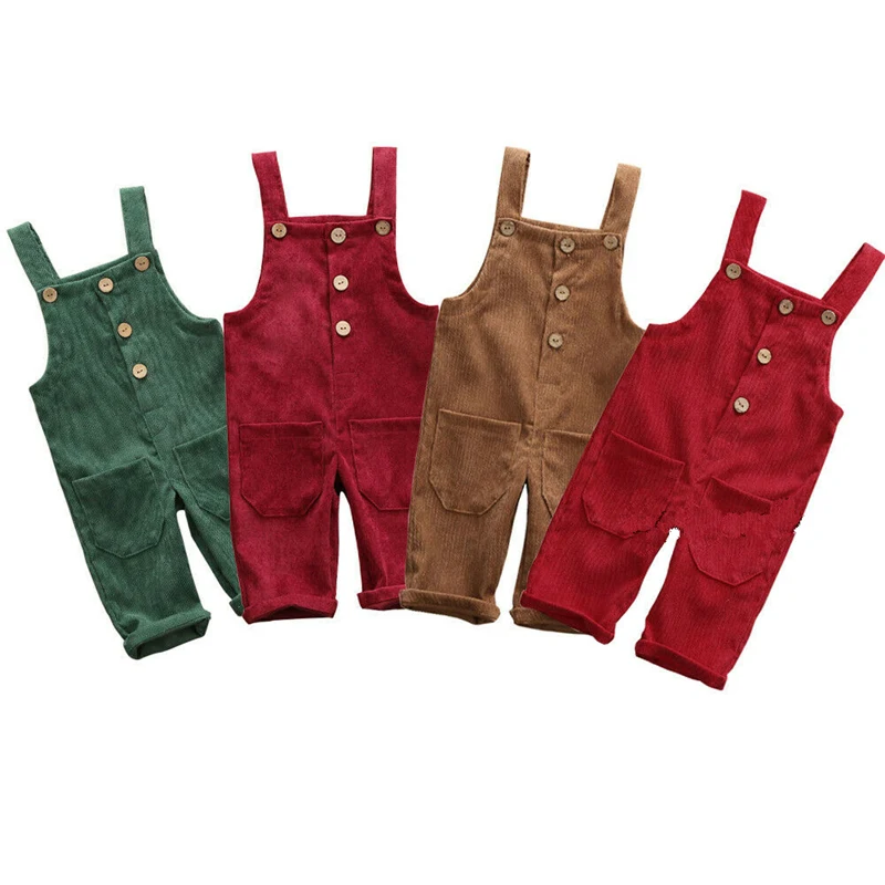 

2020 Newest Hot Child Toddler Boys Kids Solid Overalls Suspender Trousers Casual Corduroy Baby Bib Pants Solid Outwear 0-5T