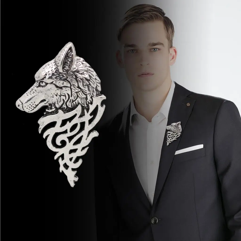 Vintage Rhinestone Crystal Flower wolf Animal Brooch Wedding Bridal Broach Lapel Pin