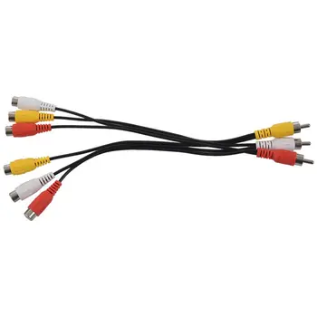

1pc 3 RCA Male To 6 RCA Female Splitter Power Outlet o Video Cable AV Adapter
