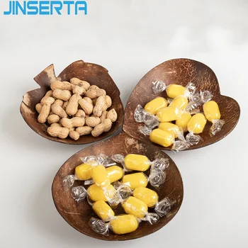 

JINSERTA Coconut Shell Bowl Plate Dish Home Desktop Dessert Snack Nuts Candy Plate Creative Food Container Sundries Tray