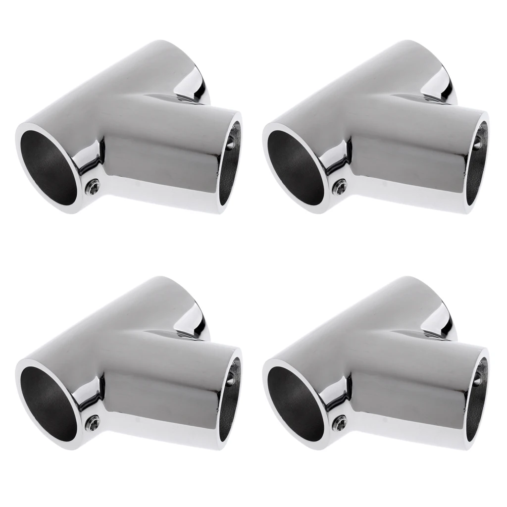 4 Pack Heavy Duty 316 SS Boat Hand Rail Fitting- 60 Degree T/Tee for 7/8inch 22mm Tube Pipes, Mirror Polished